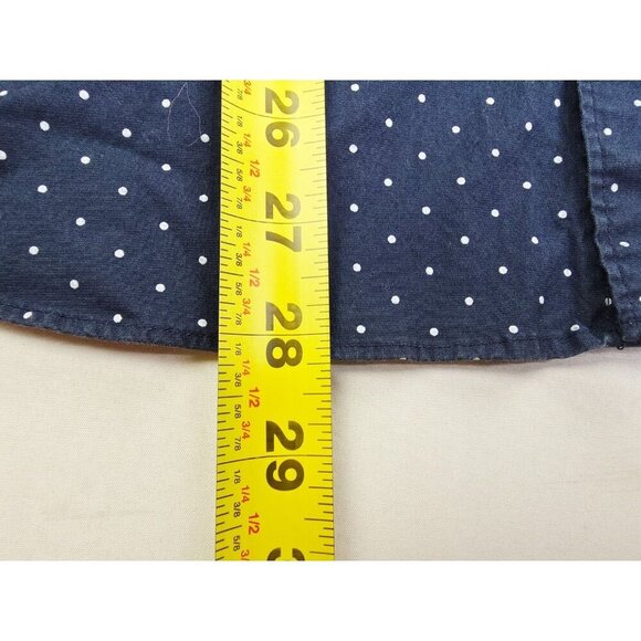 J. Crew Slim Untucked Stretch Size Large Mens Navy White Polka Dot Button Down - Picture 8 of 10